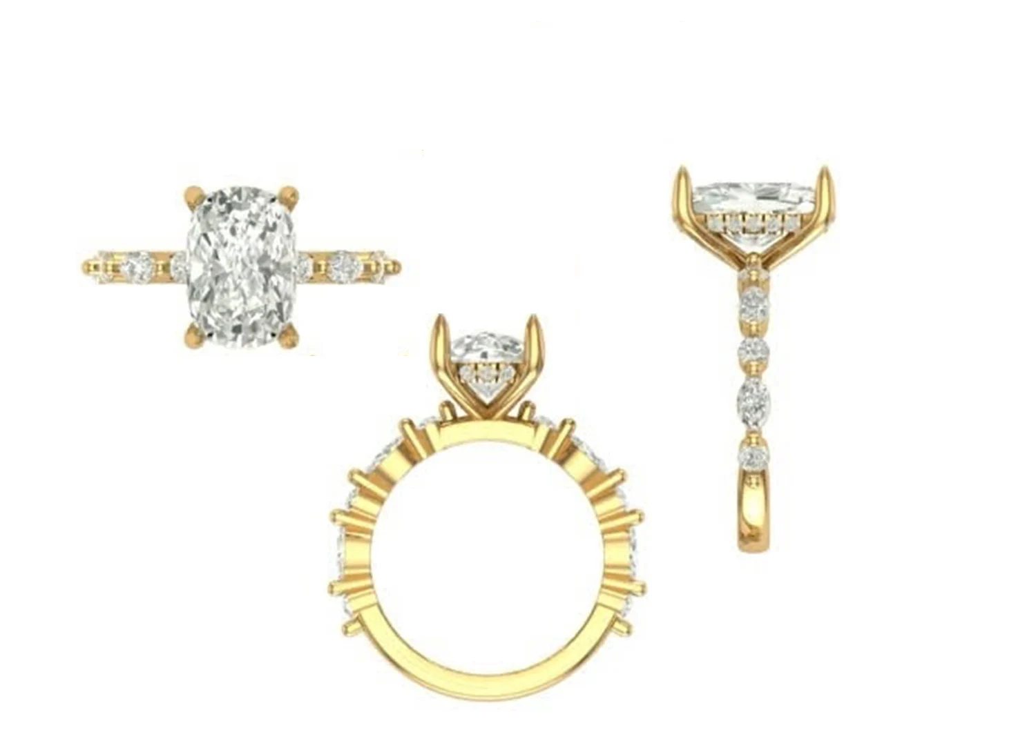 Photorealistic 3D CAD rendering of the DAC-EN-0223 engagement ring design