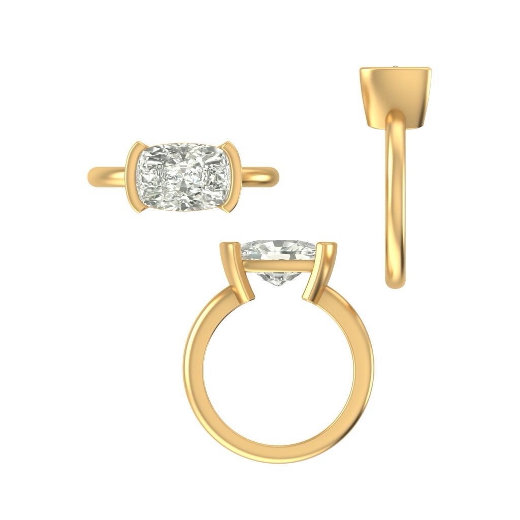 CAD rendering of custom engagement ring, concept 36