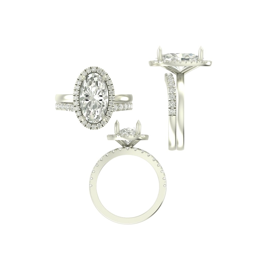 CAD rendering of custom engagement ring, concept 37
