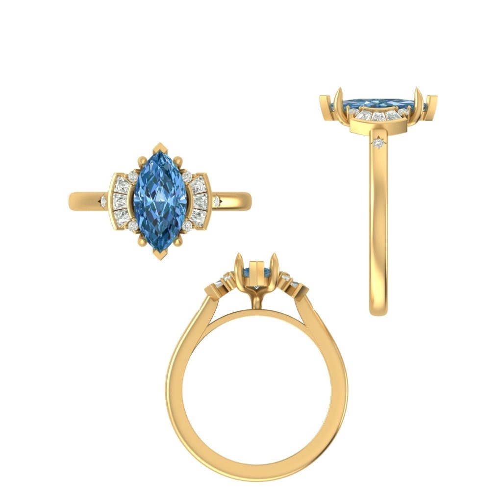 CAD rendering of custom engagement ring, concept 41
