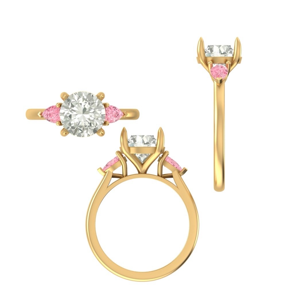 CAD rendering of custom engagement ring, concept 42