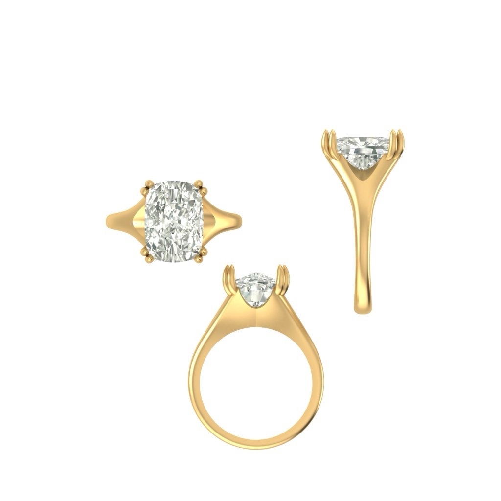 CAD rendering of custom engagement ring, concept 43