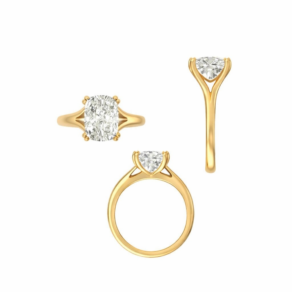 CAD rendering of custom engagement ring, concept 44