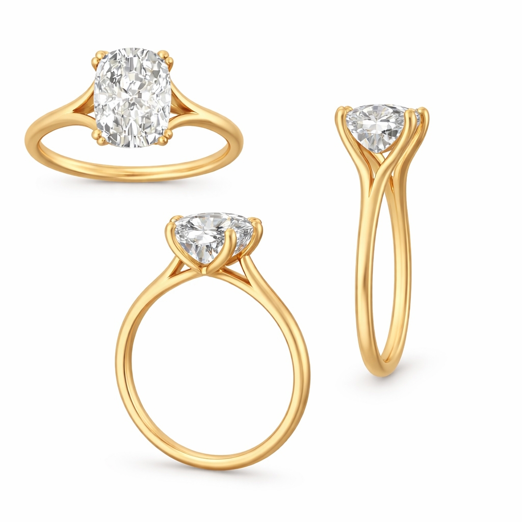 CAD rendering of custom engagement ring, concept 45