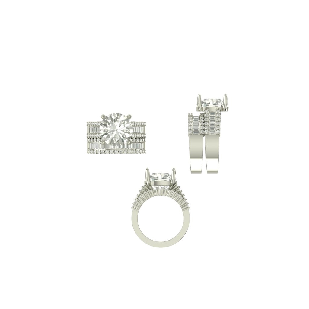 CAD rendering of custom engagement ring, concept 47