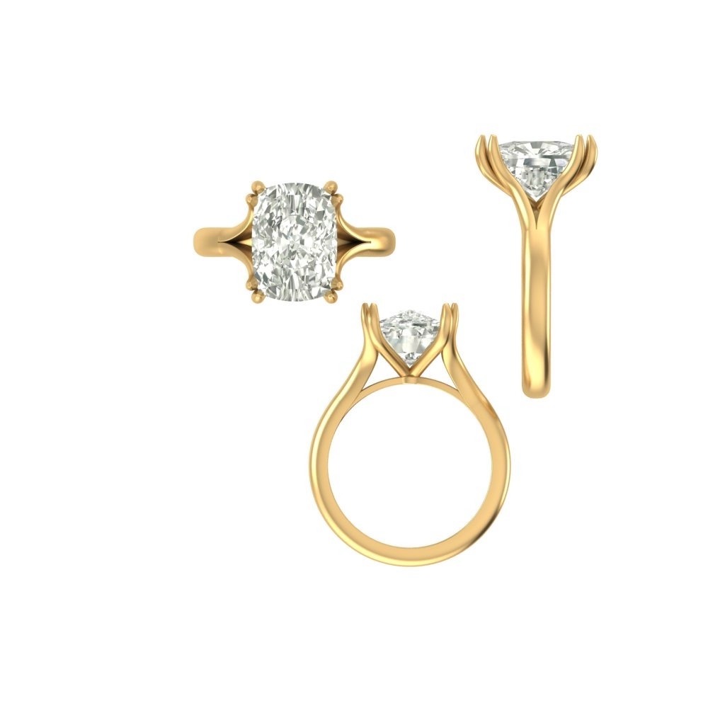 CAD rendering of custom engagement ring, concept 48