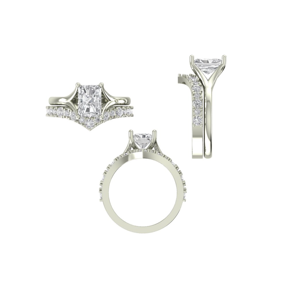 CAD rendering of custom engagement ring, concept 50