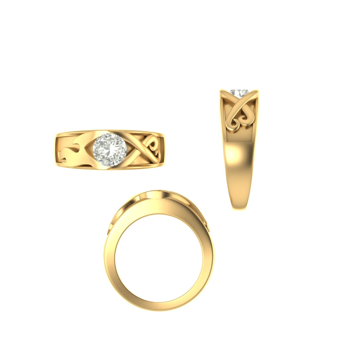 CAD rendering of custom engagement ring, concept 53