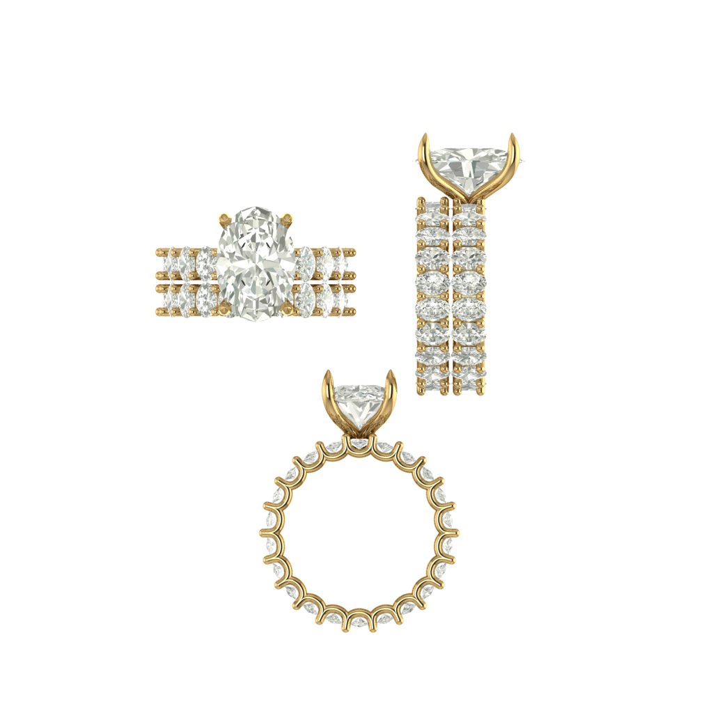 CAD rendering of custom engagement ring, concept 57