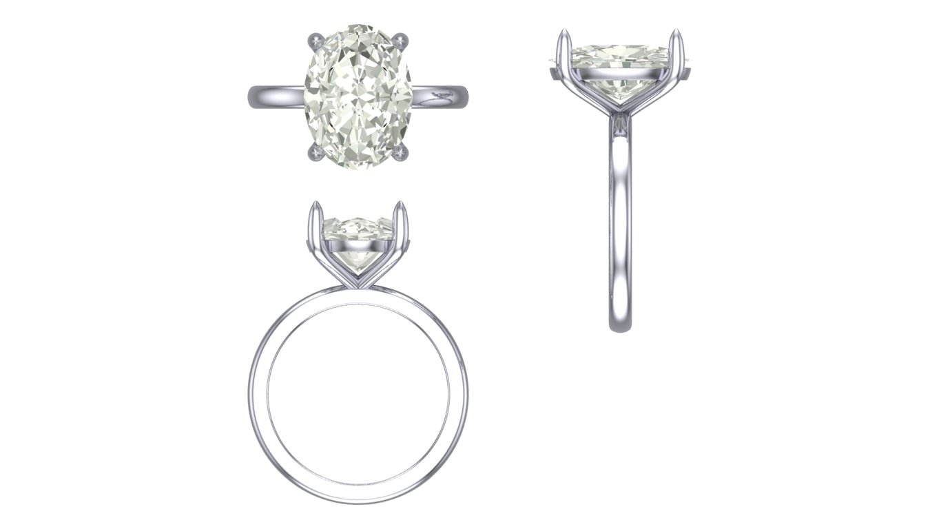 CAD rendering of custom engagement ring, concept 59