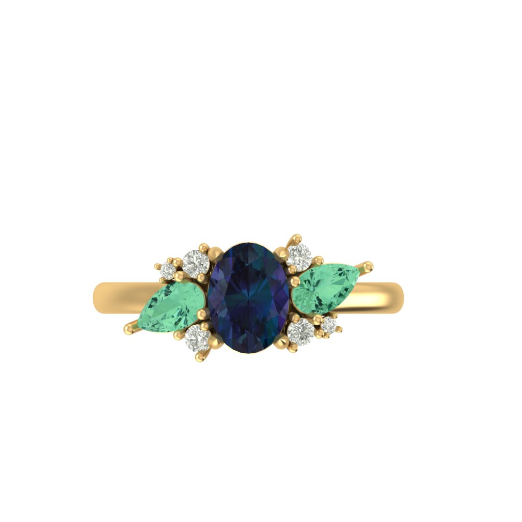 CAD rendering of custom engagement ring, concept 60