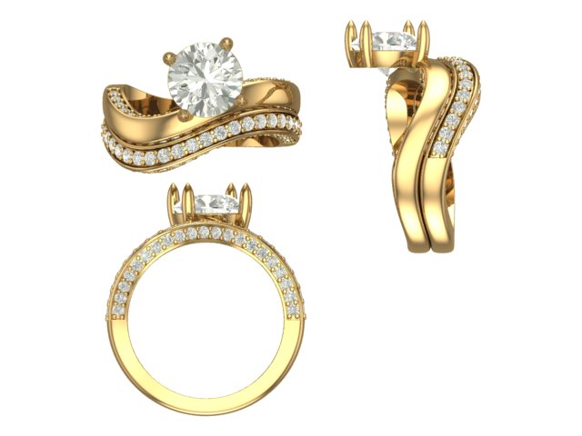 CAD rendering of custom engagement ring, concept 61