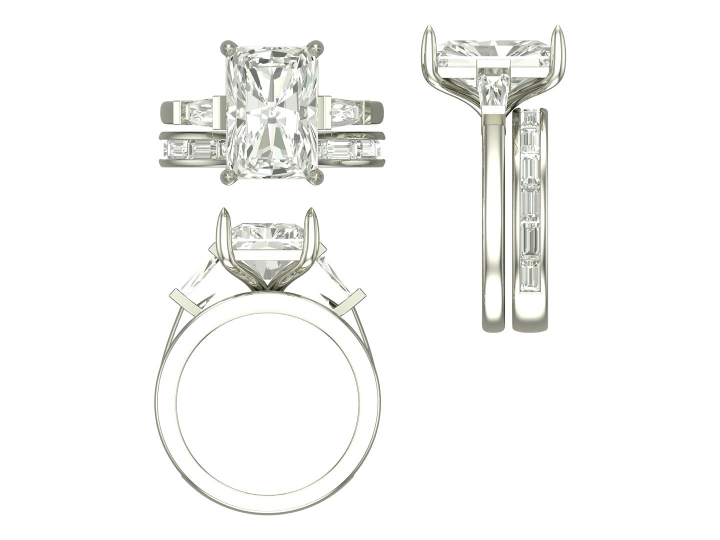 CAD rendering of custom engagement ring, concept 64