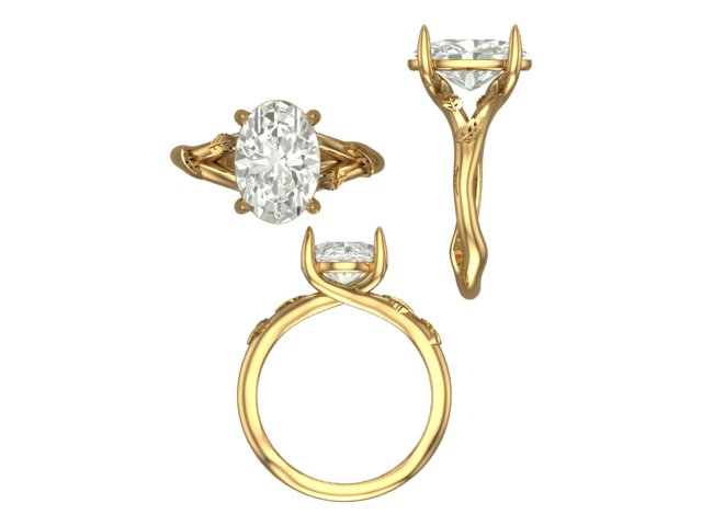 CAD rendering of custom engagement ring, concept 66