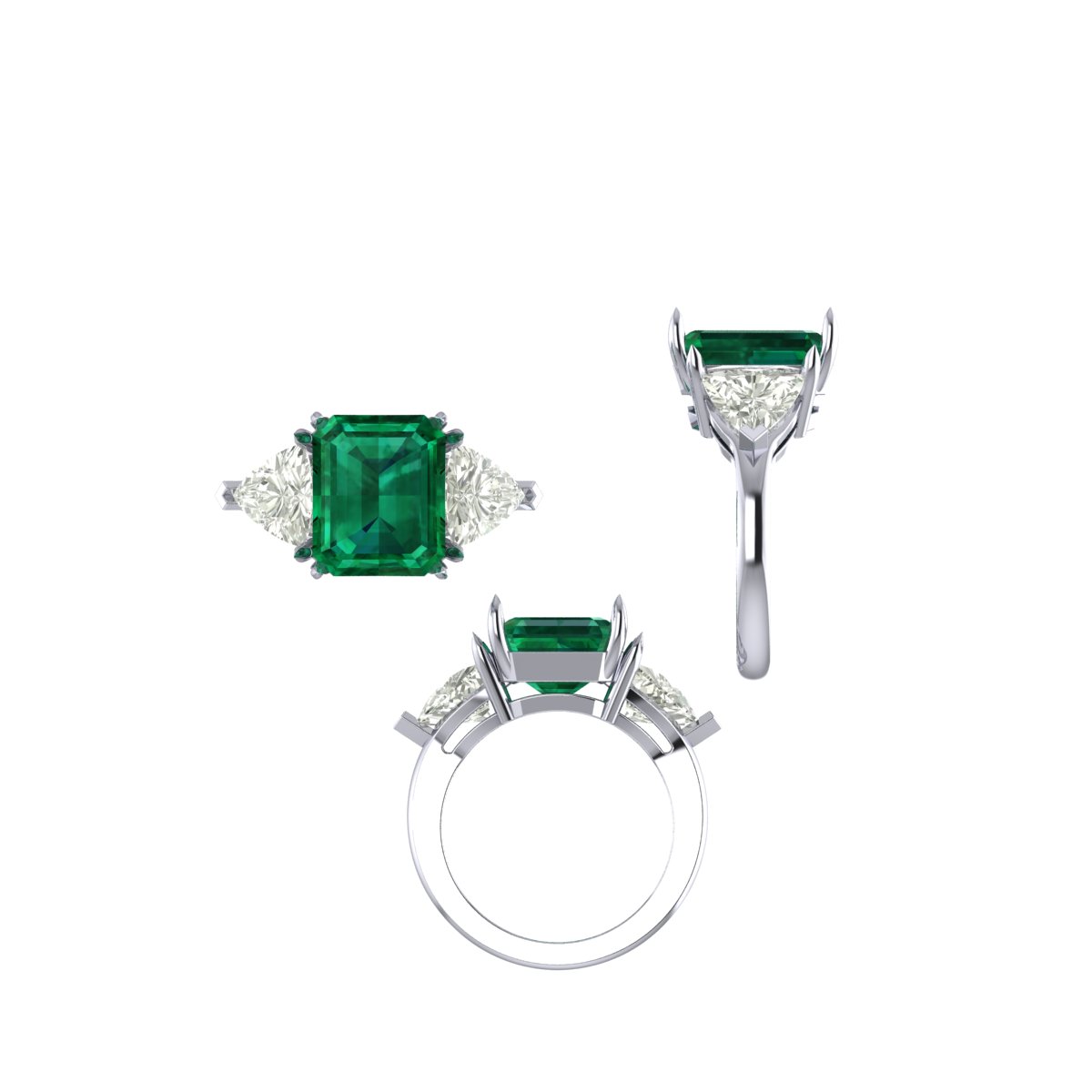 CAD rendering of custom engagement ring, concept 68