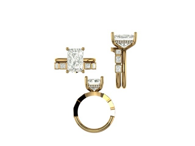 CAD rendering of custom engagement ring, concept 71