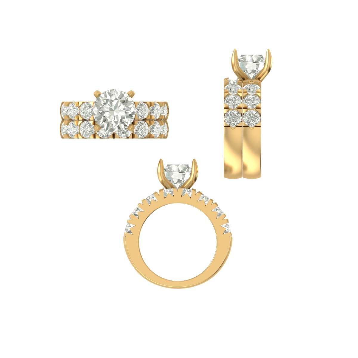 CAD rendering of custom engagement ring, concept 3