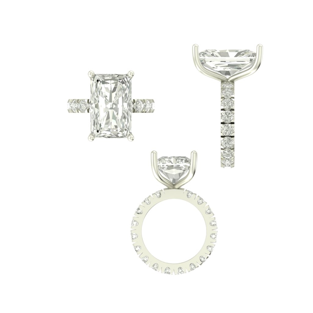 CAD rendering of custom engagement ring, concept 4