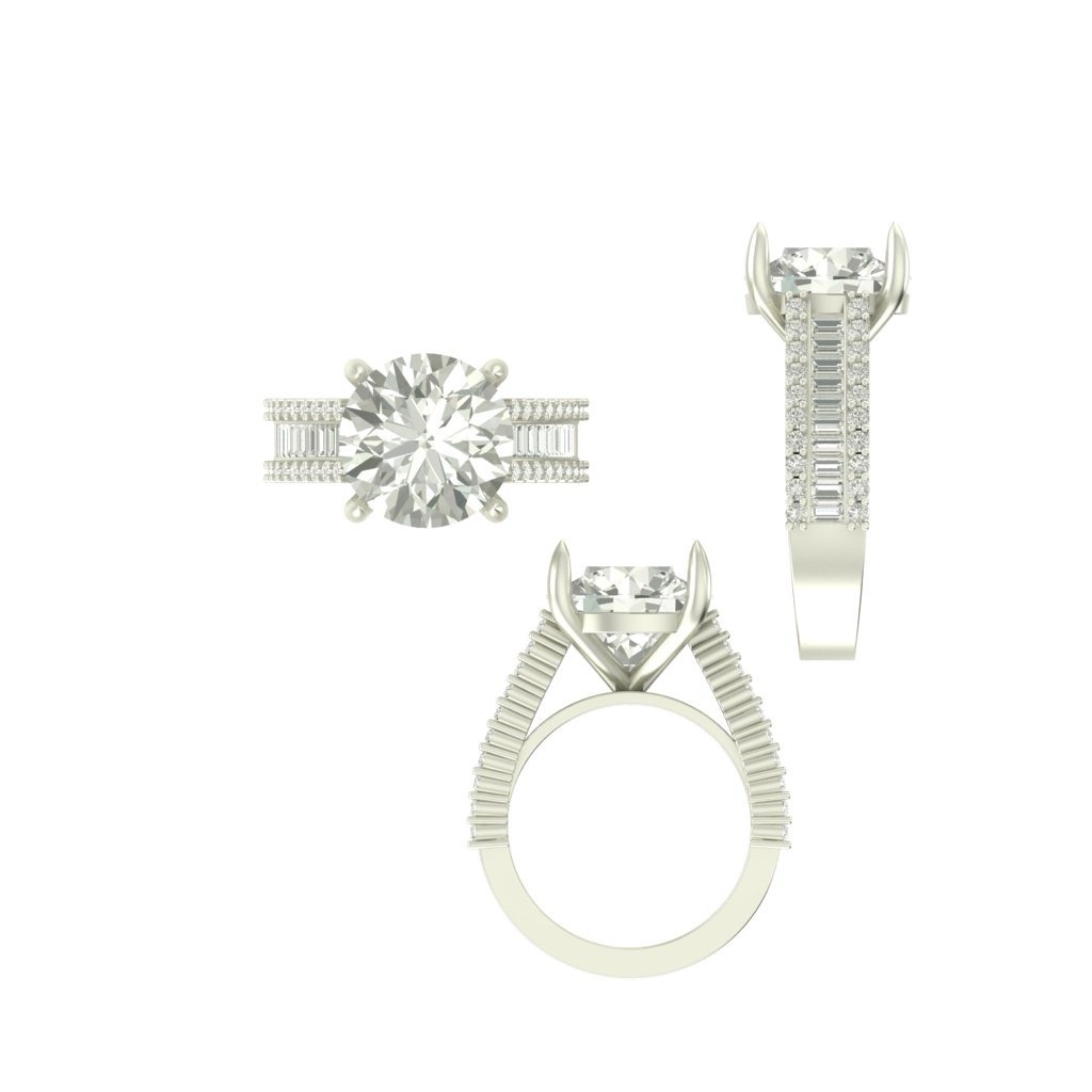 CAD rendering of custom engagement ring, concept 5