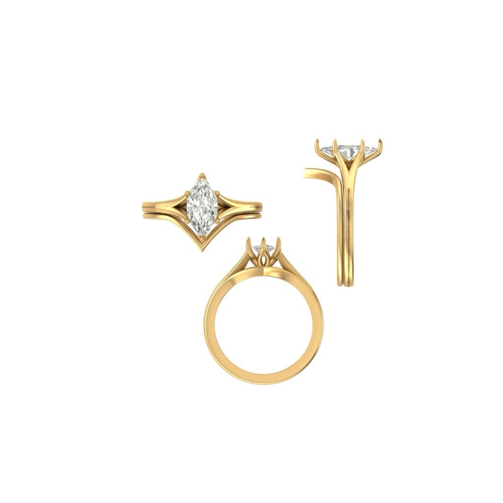 CAD rendering of custom engagement ring, concept 6