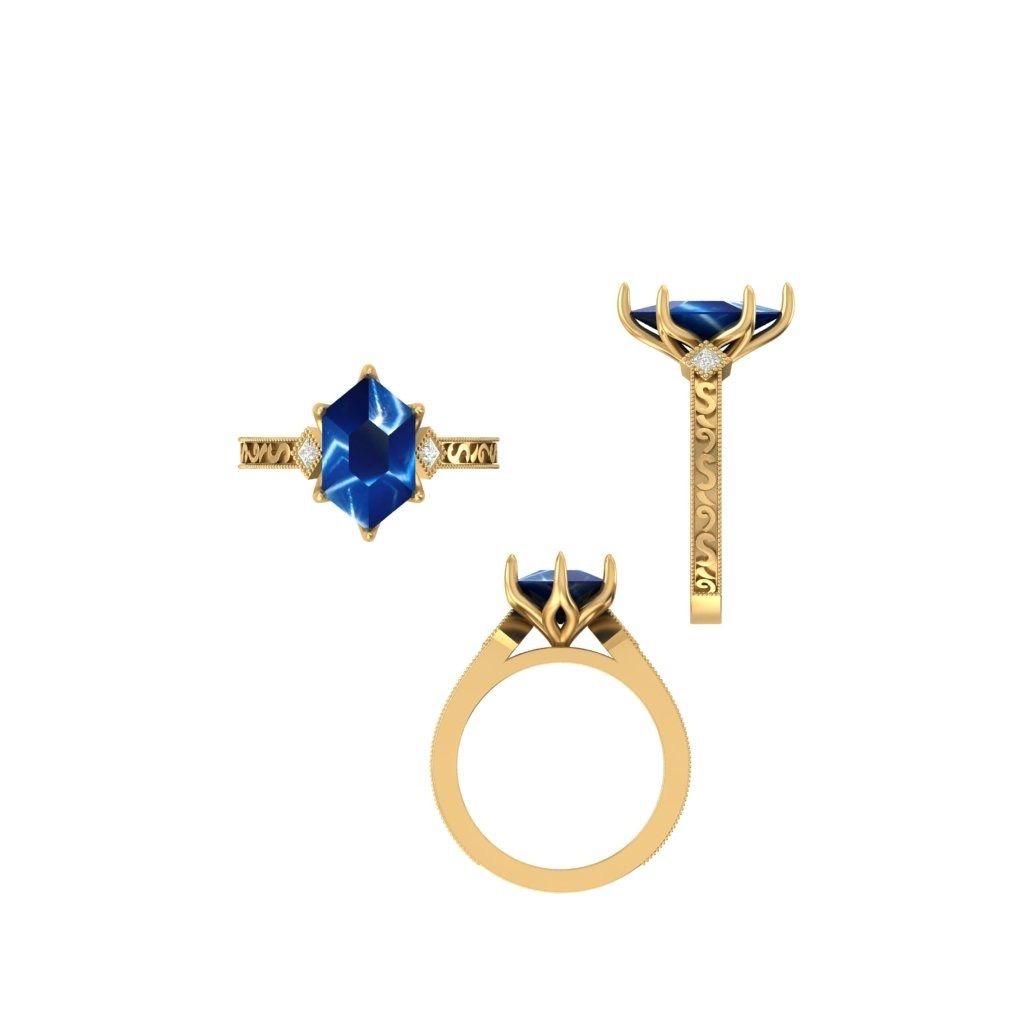 CAD rendering of custom engagement ring, concept 7