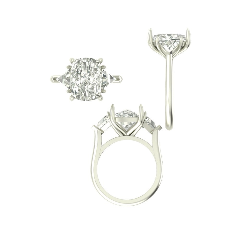 CAD rendering of custom engagement ring, concept 8