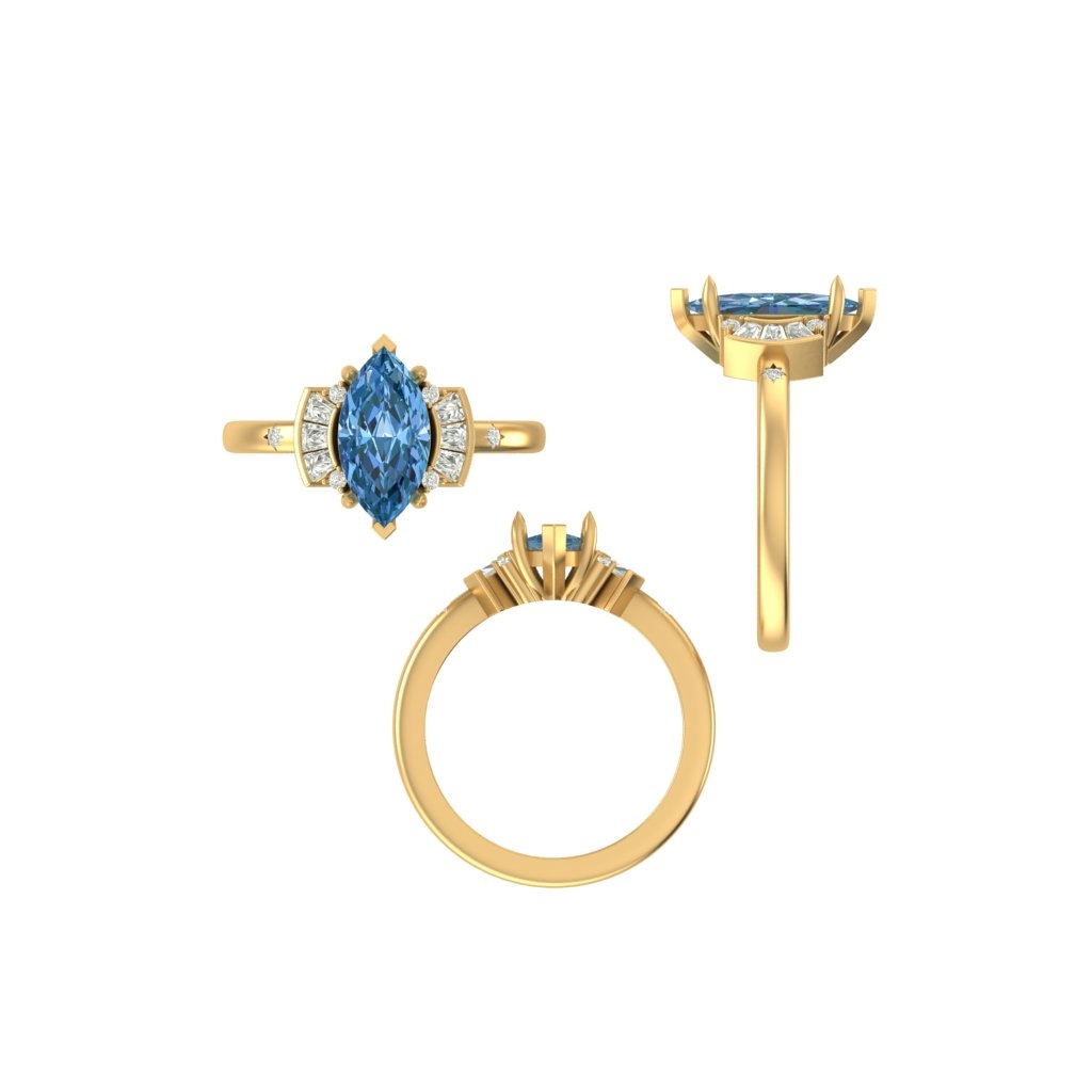 CAD rendering of custom engagement ring, concept 10