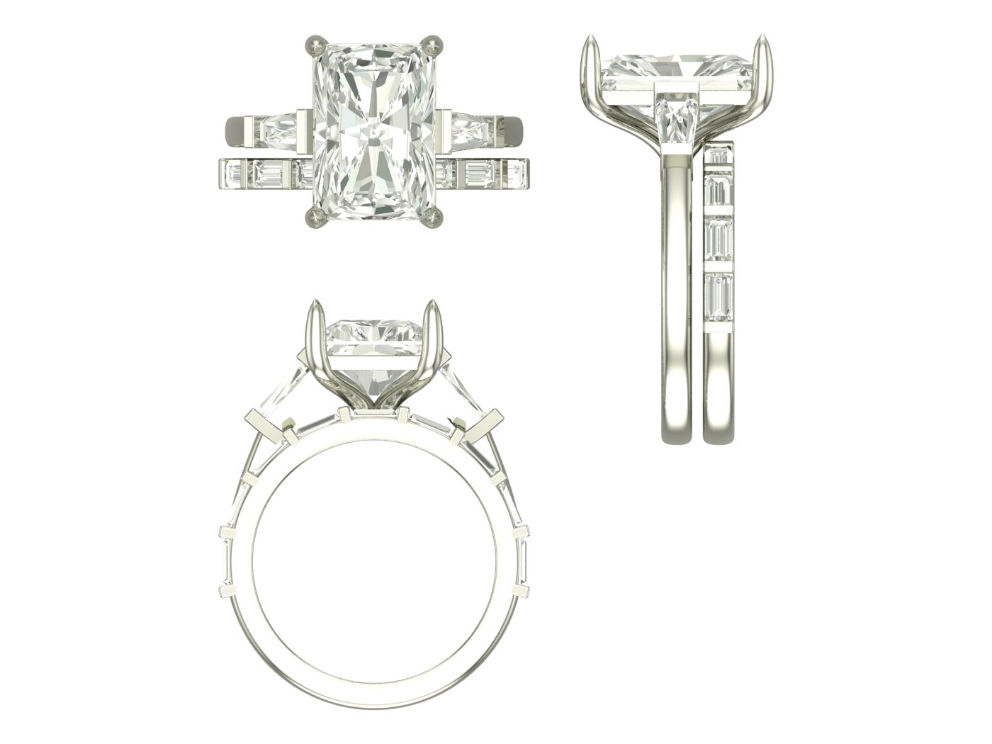 CAD rendering of custom engagement ring, concept 12