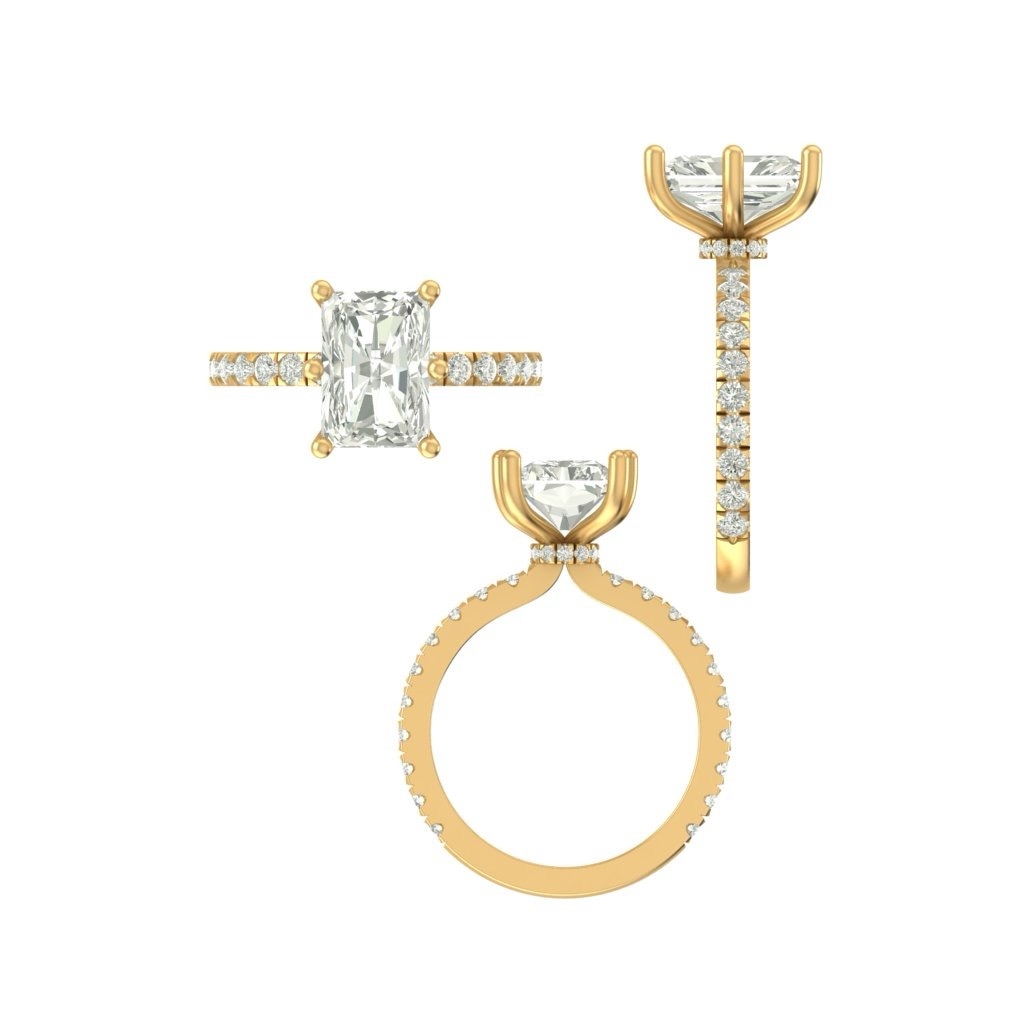 CAD rendering of custom engagement ring, concept 13