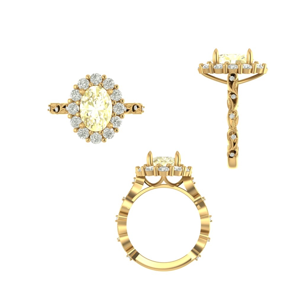 CAD rendering of custom engagement ring, concept 15