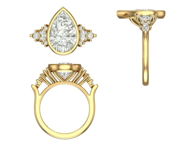 CAD rendering of custom engagement ring, concept 16