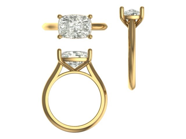 CAD rendering of custom engagement ring, concept 17