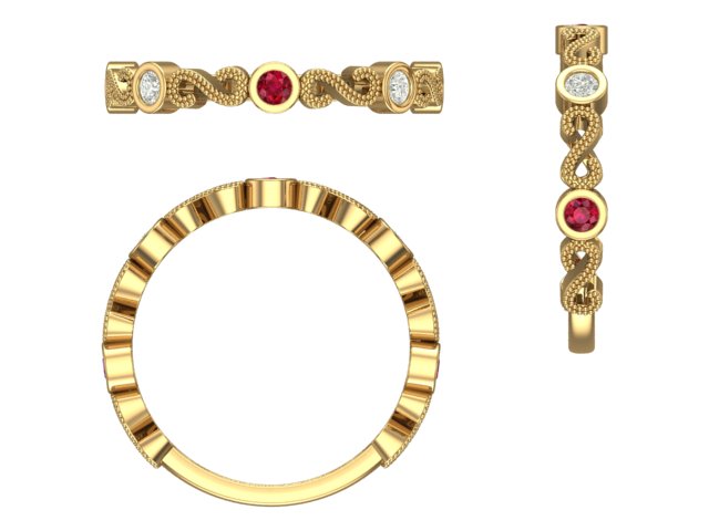CAD rendering of custom engagement ring, concept 18