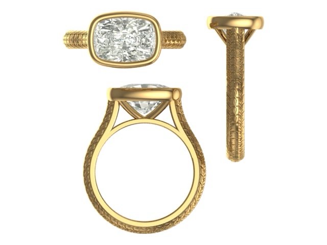 CAD rendering of custom engagement ring, concept 19