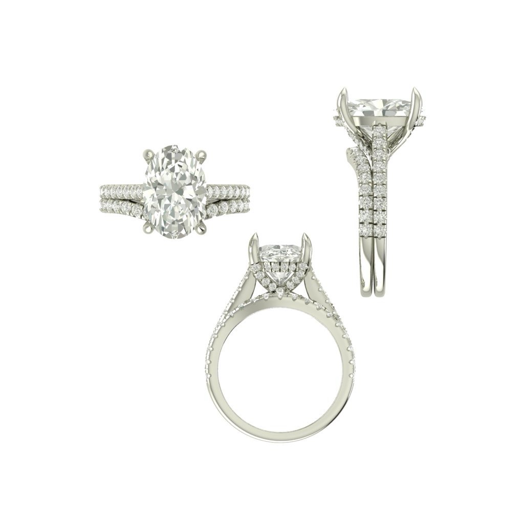 CAD rendering of custom engagement ring, concept 21