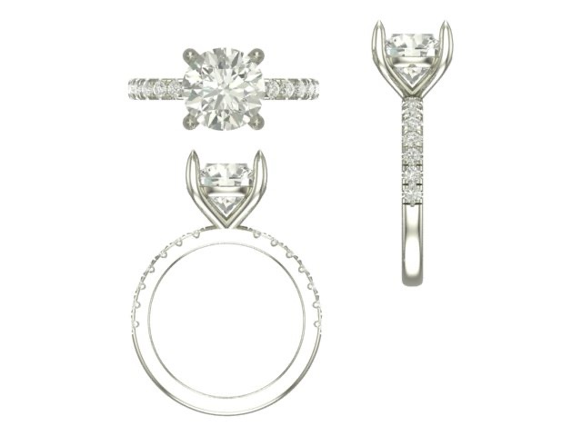 CAD rendering of custom engagement ring, concept 22