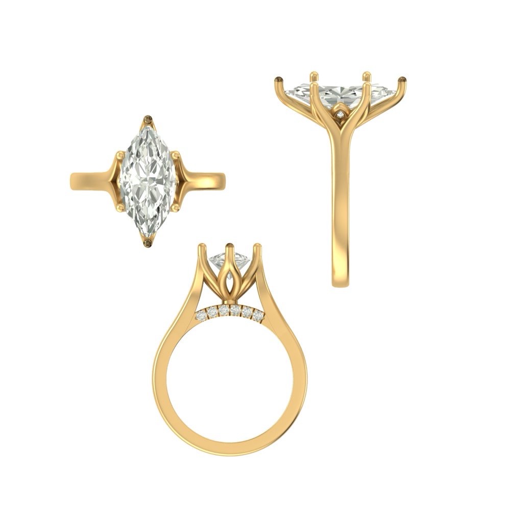 CAD rendering of custom engagement ring, concept 24
