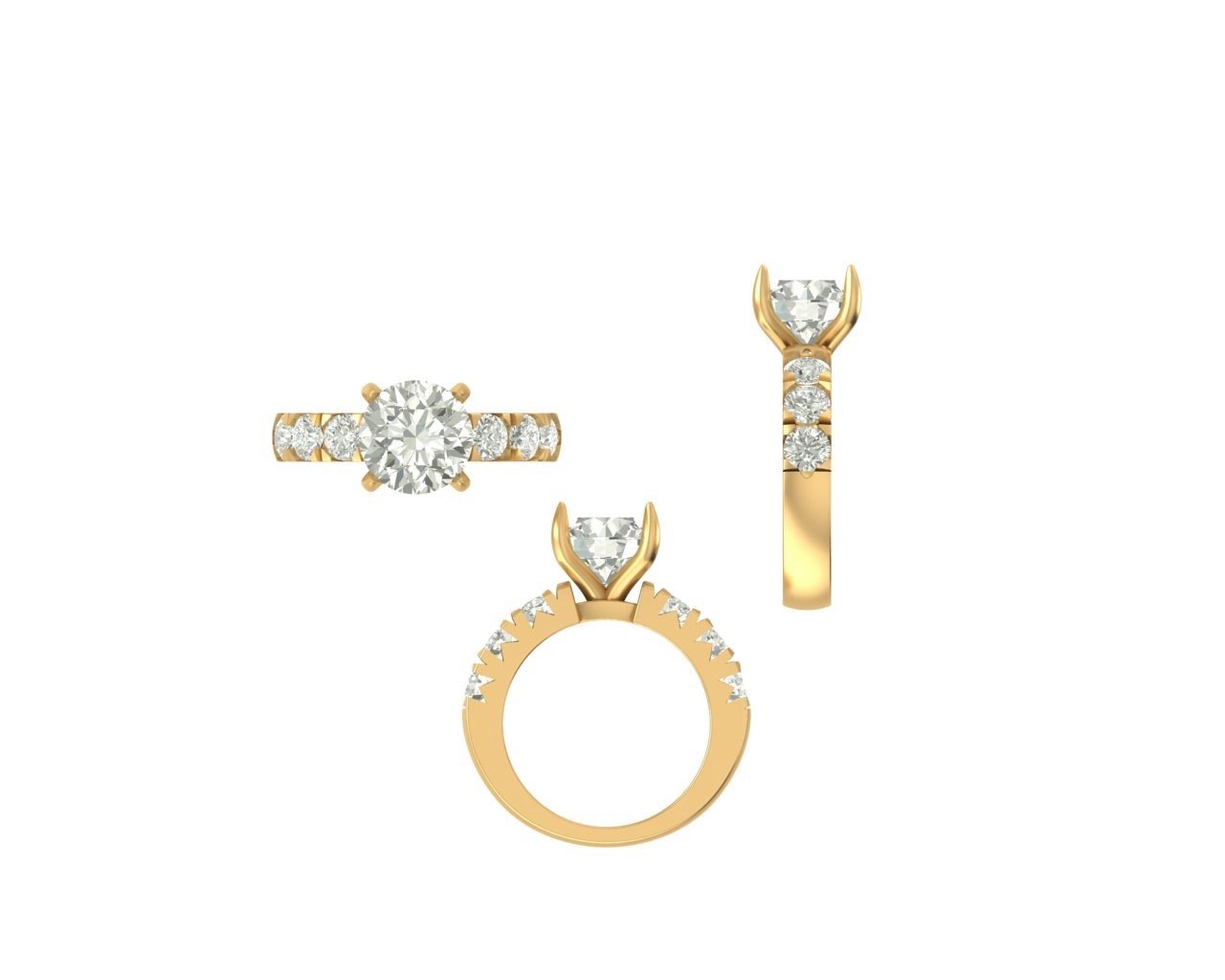 CAD rendering of custom engagement ring, concept 28