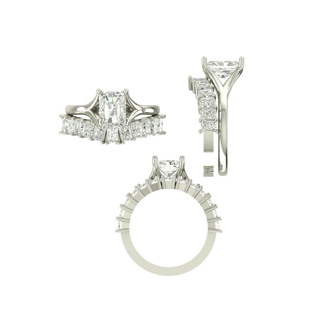 CAD rendering of custom engagement ring, concept 30