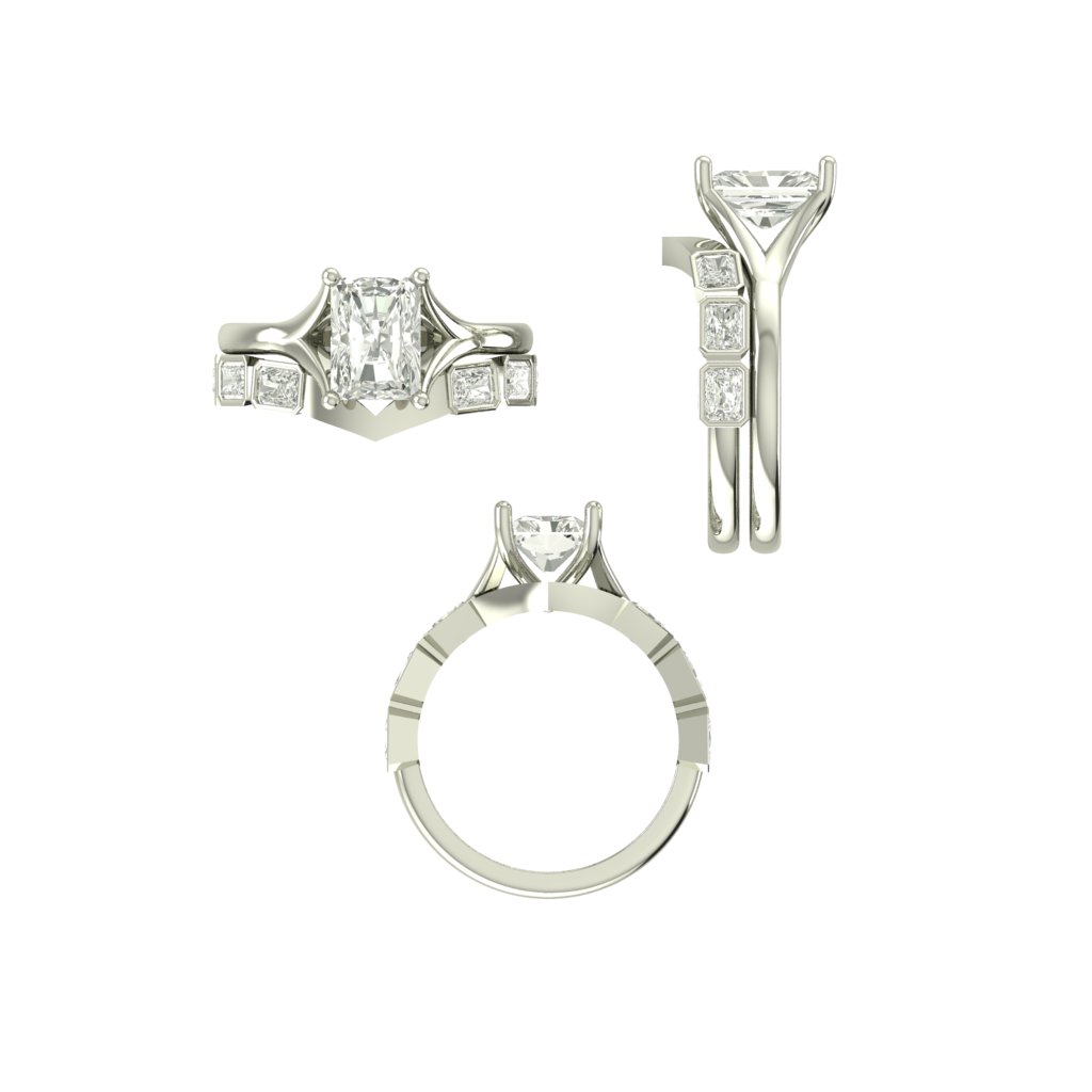 CAD rendering of custom engagement ring, concept 31
