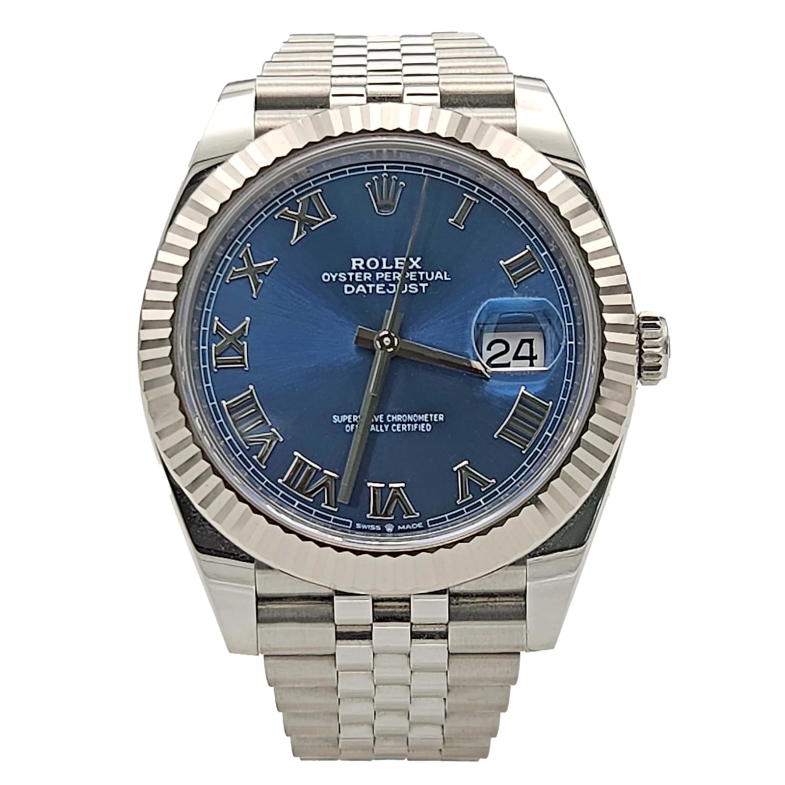 Rolex Datejust 41 with blue dial and Roman numerals