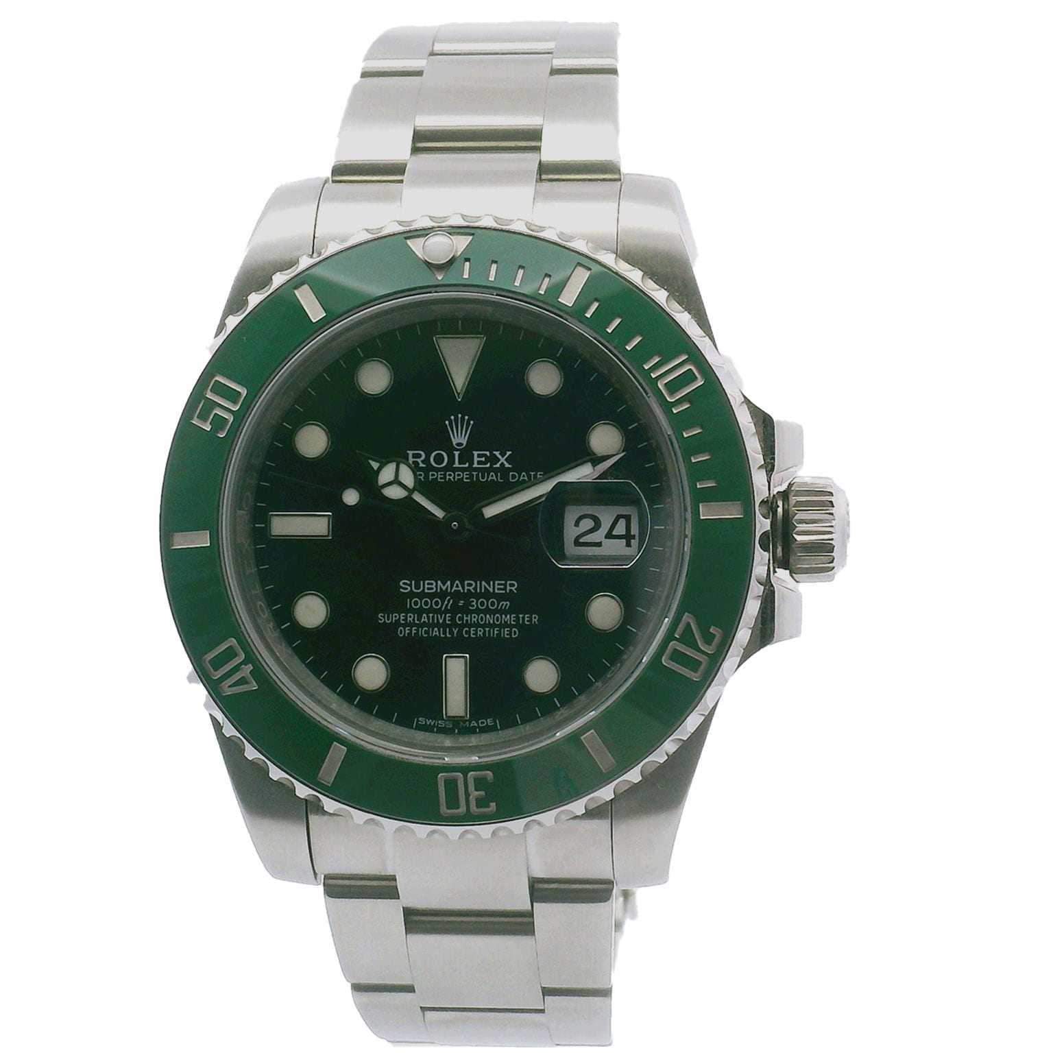Rolex Submariner Hulk 116610LV with green dial and bezel